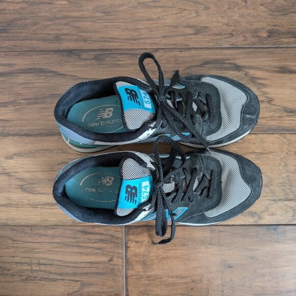 New Balance 574 sneakers shoes black turquoise size 7 - Picture 11 of 16